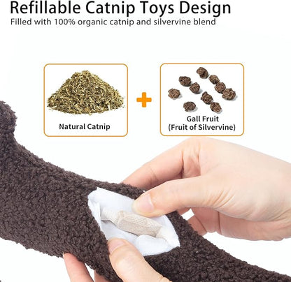 ETEKYER Refillable Catnip Toy for Cats - 13.77 Inch Large Cat Kicker Toy for Indoor Kittens, Crinkly Sound Interactive Kitty Toy Teeth Cleaning Fun