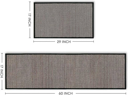 Artoid Mode Washable Non-Skid Kitchen Rugs and Mats Set of 2, Rubber Backing Home Decor Kitchen Mats for Floor Front of Sink Black - 17x29 and 17x60 Inch