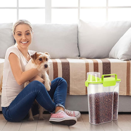 5Lbs Airtight Cat Dog Food Storage Container with Upgraded Large Nozzle BPA-Free, Pet Food Storage Containers for Rice, Grain, Pet Food, Flour, Dog Treat Storage (Bright Green, 5L-1pack)