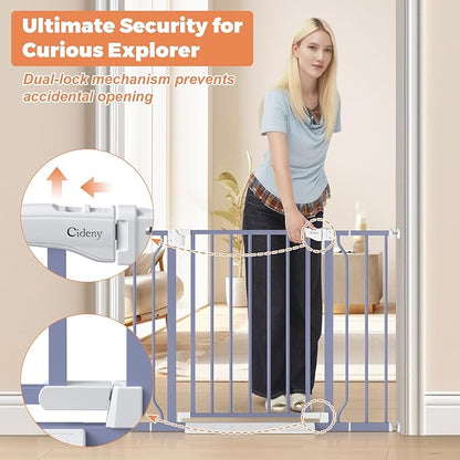 29"-40" Baby Gate for Stairs, Auto Close Stroller Friendly Dog Gate Indoor for Doorways, Pressure Mounted Baby Gate, Easy Walk Through Gate for Children & Pets, Wisteria