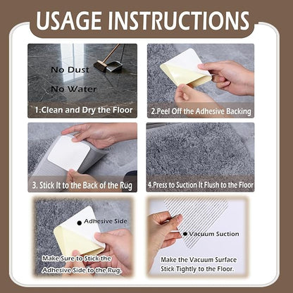 Anti Slip Carpet Grips 8 Pcs Vacuum Technology Carpet Gripper for Hardwood Floors Anti Curling Rug Pad Grippers Washable Non Slip Area Rug Stopper