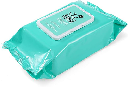 Wags & Wiggles Hypoallergenic Dog Wipes for Sensitive Skin, Fragrance Free Waterless Cleansing Towelettes for Paws Face Body & Rear, No SLS DEA Parabens, 100 Count - 12 Pack