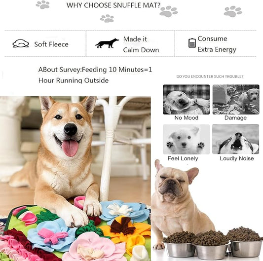 Snuffle Mat Dogs Pet Slow Feeding Mats Puppy Sniffing Pad,Cat Interactive Puzzle Toys for Small,Medium,Large Dogs,Encourages Natural Foraging Skills,Training,Stress Release (Leaf)