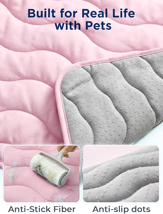 furrybaby Dog Cooling Mat for Large Dogs, 35"x28" Self Cooling Pet Cooling Mat for Dogs & Cats, QMAX>0.5, Thickened Cool Fiber, Cooling pad for Dog Bed, Durable Portable Indoor/Outdoor Summer,Pink