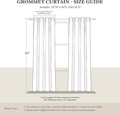NICETOWN Grommet Off White Sheer Curtains 84 inches Long 2 Panels for Living Room, Non-See-Through 52" W Privacy Cat Proof Window Drapes for Bedroom- Light Filtering Home Decor (Off White= Ivory)