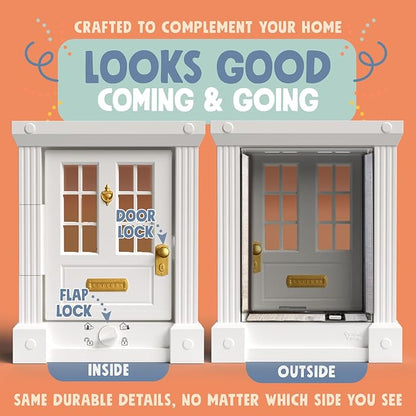 Purrfect Portal Exterior and Interior Cat Door, 4-Way Locking Magnetic Cat Flap for Solid & Hollow Core Doors, Outdoor Pet Door for Cats & Small Dogs, Easy Install Secure Exterior Cat Door