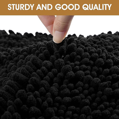 IM HOME Dog Door Mats for Muddy Paws, 36" X 24" Chenille Absorbent Doormat, Non Slip Heavy Dog Rugs for Muddy Paws, Soft Indoor Door Mat for Entryway, Mud Paw, Inside Floor, Black