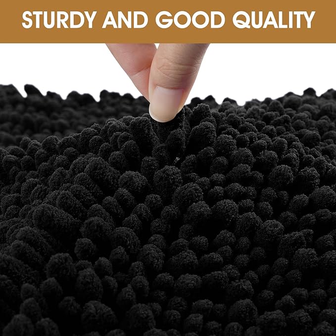 IM HOME Dog Door Mats for Muddy Paws, 30" X 20" Chenille Absorbent Doormat, Non Slip Heavy Dog Rugs for Muddy Paws, Soft Indoor Door Mat for Entryway, Mud Paw, Inside Floor, Black