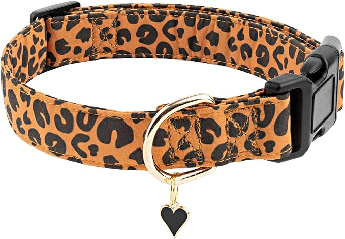 Faygarsle Brown Leopard Print Dog Collar for Small, Medium, Large Boys Girls Dogs L