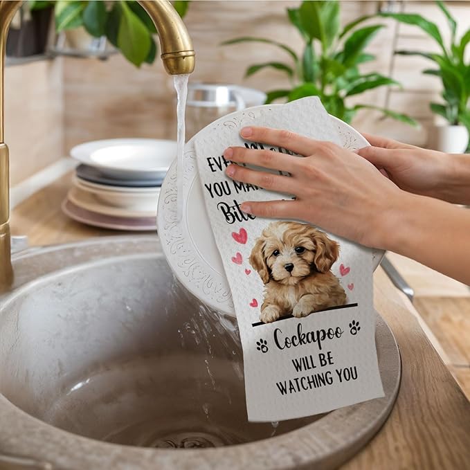 Cockapoo Dog Kitchen Towels, Every Meal You Make Every Bite You Take Cockapoo Gifts Dish Towels for Kitchen, Dog Lover Mom Owner Gifts Decorative Hand Towel, 16x24 Inch