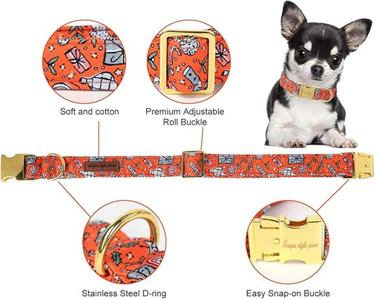 Unique style paws Dog Collar Metal Buckle Puppy Collar for Winter Christmas for Small Medium Large Boys Girls Dogs