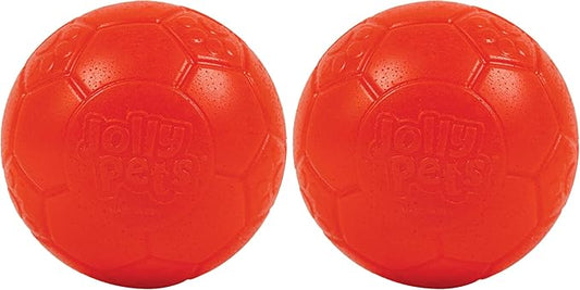Jolly Pets Mini Jolly Soccer Ball; Floating-Bouncing Dog Toy; 3" Orange (Pack of 2)