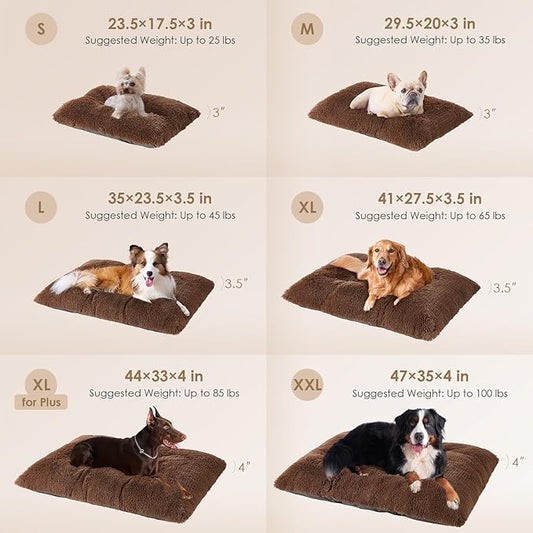 EHEYCIGA Fluffy Dog Crate Bed for Medium Dogs, Plush Faux Fur Crate Pad, Calming Anti Anxiety Medium Dog Bed, Washable Soft Warm Mat with Non-Slip Bottom, Coffee