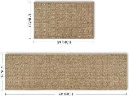 Artoid Mode Washable Non-Skid Kitchen Rugs and Mats Set of 2, Rubber Backing Absorbent Kitchen Mats for Floor Front of Sink Hallway - 17x29 and 17x60 Inch