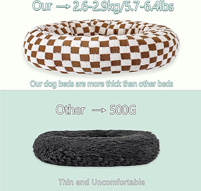 39 Inch Calming Dog Bed for Large Dogs, Round Anti-Anxiety Warm Bed, Soft Cozy Anti-Slip Donut Washable Pet Bed, Fits up to 100 lbs Pets