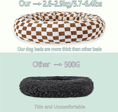 39 Inch Calming Dog Bed for Large Dogs, Round Anti-Anxiety Warm Bed, Soft Cozy Anti-Slip Donut Washable Pet Bed, Fits up to 100 lbs Pets