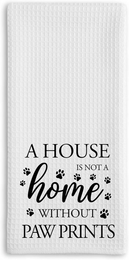 Dog Hand Towel, A House is Not a Home Without Paw Prints, Waffle Weave Microfiber Pet Kitchen Towel, Cute Decor for Dog Lovers