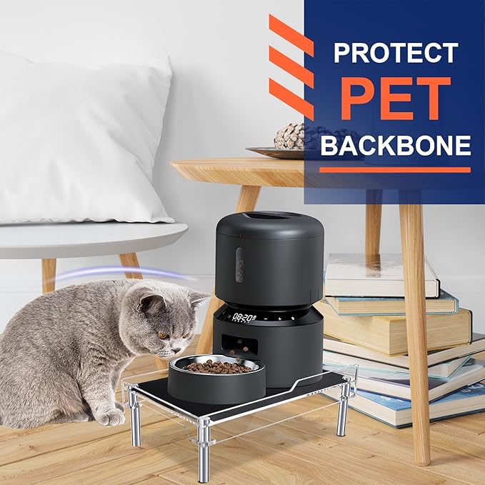 Beautyflier Raised Dog Feeder Stand Elevated Holder for Automatic Cat & Dog Feeders Pet Water Bowl Dispenser Stand Adjustable Fits Small Jugs Holds 5KG, Black (Holder ONLY)