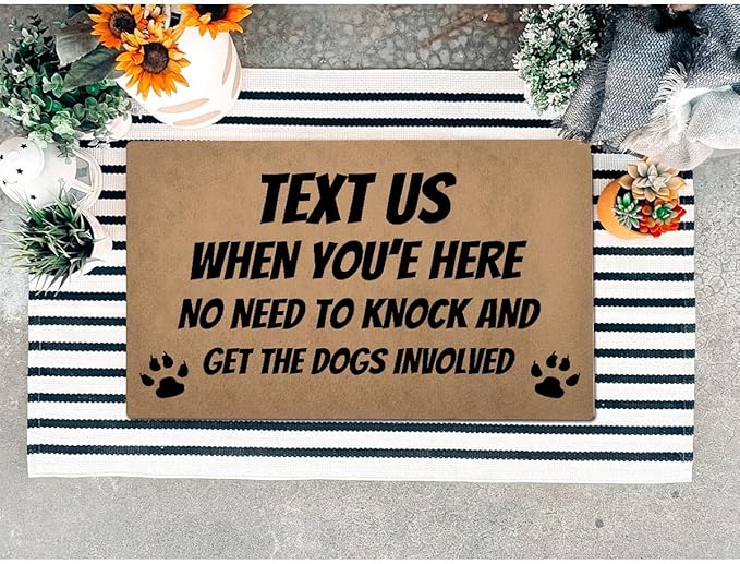 Funny Welcome Doormat (23.7 in X 15.6 in) Anti-Slip Rubber Back Entrance Way Indoor Front Porch Decor Rugs House Warming Gift (Text Before Arrived No Knock)
