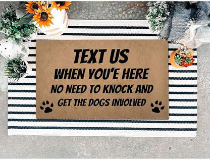 Funny Welcome Doormat (23.7 in X 15.6 in) Anti-Slip Rubber Back Entrance Way Indoor Front Porch Decor Rugs House Warming Gift (Text Before Arrived No Knock)