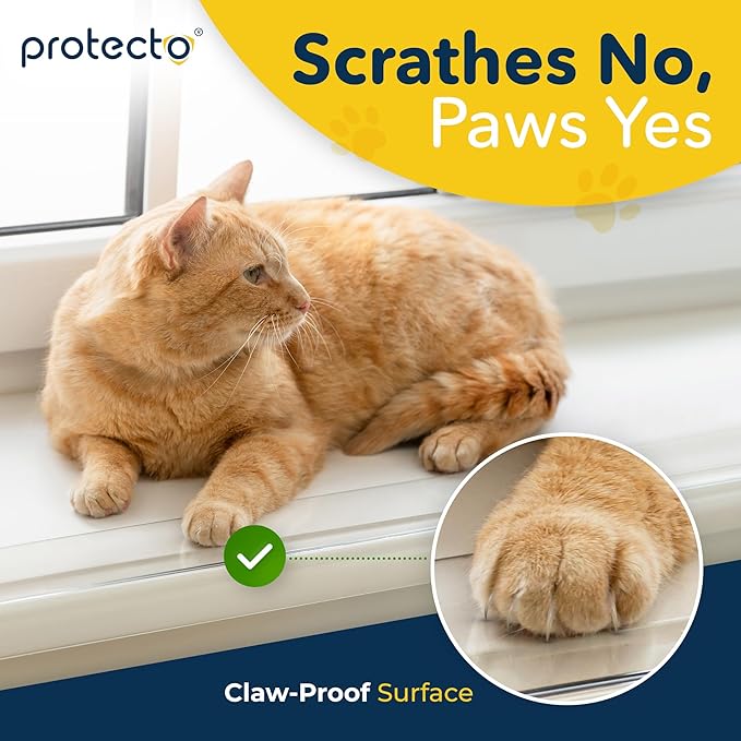 PROTECTO 2-Pack Window Sill Protector from Dogs 29.5 x 5.1 Clear Window Guards from Cats Scratching, Chewing & Clawing | Keep Your Sills Smooth & Paws Safe | Ultra Strong Window Sill Cover Protection