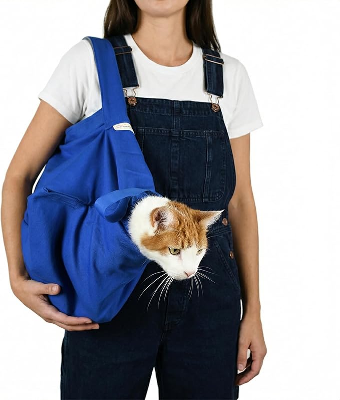 Cat-in-the-Bag Cozy Comfort Carrier - Small Cobalt Blue Cat Carrier Soft for Grooming, Vet Visits, Medication Administration, Dental Care, Nail Trimming, and Car Travel