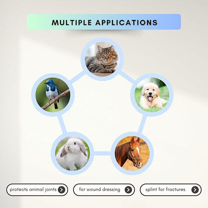 Eco-Fused Self-Adhering Bandage - Injury Wrap Tape for Pets, Dogs, Cats, Horses - Pack of 9- Dog Bandages for Legs - Prevent Licking - Does not Stick to Hair - Elastic, Water Repellent, Breathable