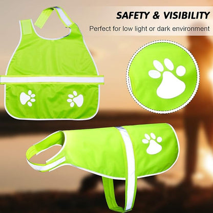 Geyoga 2 Pieces Dog Reflective Vest Adjustable Dog Safety Service Vest Pet High Visibility Apparel Pet Jacket Clothes Safeguard for Hunting Outdoor Walking Night(S,Blaze Orange, Fluorescent Yellow)