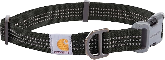 Carhartt Nylon Webbing Dog Collar, Fully Adjustable W/Durable Side Release Buckle, Black, Large