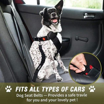 COOYOO Dog Seat Belt,3 Piece Set Retractable Dog Car Adjustable Seatbelts for Vehicle Nylon Pet Safety Heavy Duty & Elastic & Durable Car Harness for Dogs