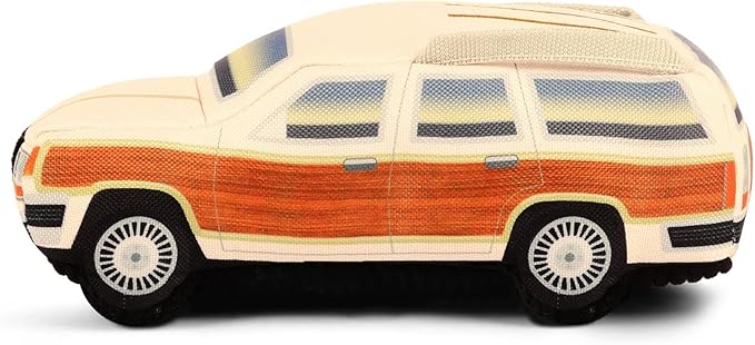 P.L.A.Y. Cute Plush Dog Toys - 1980s Classics Themed Durable Squeaker Crinkle Chew Toy, Great for Puppies & Small, Medium, Large Dogs - Machine Washable, Recycled Materials (Scruffy's Station Waggin')