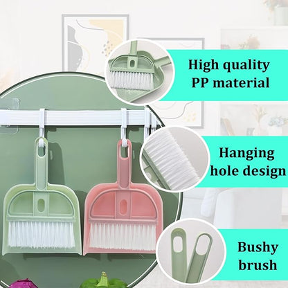 Mini Dustpan and Brush Set, Portable Exquisite Pet Waste Cleaning Kit, Hamster Sand Scooper Cage Cleaning Tool for Small Pets Guinea Pigs Hedgehogs Hamsters Chinchillas Rabbits (Green)