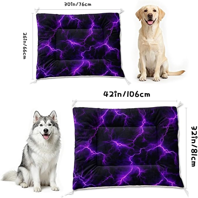 Dog Cat Bed Mat Ultra Soft Fluffy Pet Bed Washable Fashion Dog Crate Beds Comfy Comfy Pet Sleeping Pad Suitable for Pet Raised Bed(42"x32",Purple Lightning)