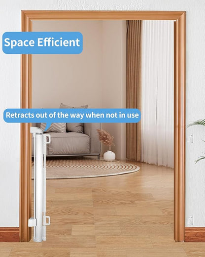 Retractable Baby Gate for Doorways and Stairs, Mesh Safety Gate for Pet, Indoor & Outdoor Use, One-Hand Operation, Easy Installation, 33.6" Tall, Expands to 55" Wide（White,33.6"x55")