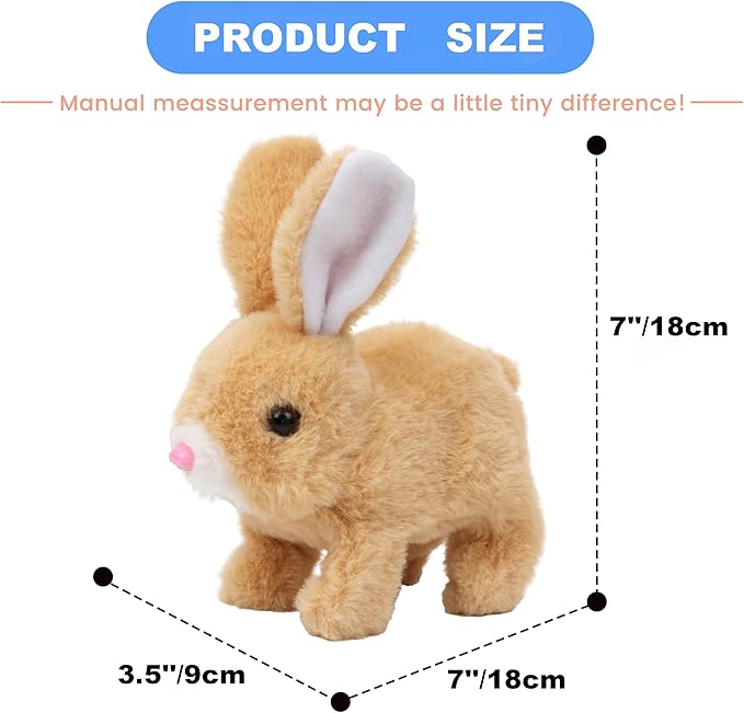 Bunny Stuffed Animal Plush, Interactive Electronic Pet Hopping Bunny Toy, Realistic Stuffed Easter Bunny Rabbit with Sounds and Movements Animated Walking Wiggle Ears Twitch Nose (White)