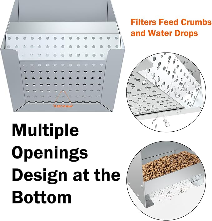 Metal Rabbit Feeder, 5-Pound Capacity Rabbit Feeder, Outdoor Small Animal Feeder for Rabbits, Chicks, Cats, Guinea Pigs, Free Large Capacity Small Animal Water Bottle