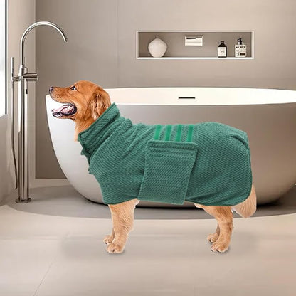 Geyecete 2 Pack Dog Bathrobe Towel Dog Drying Coat-Dry Fast Dog Bag-Pineapple Grid Fast Drying Super Absorbent Pet Dog-Blue/Green-XL