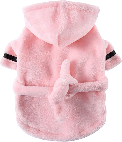 Petyoung Pet Bathrobe Dog Pajama Thickened Hooded Bathrobe Quick Drying and Super Absorbent Dog Bath Towel Soft Pet Nightwear for Puppy Small Dogs Cats