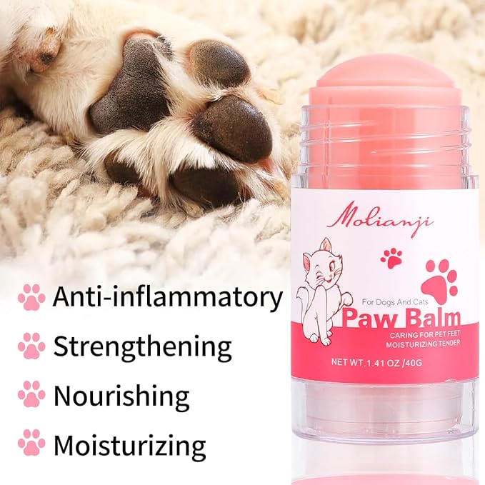 Cats Paw Balm Lick Safe,paw Butter for Cat-Friendly Natural Ingredients1.41oz, Pet Paw Wax moisturizer for Cat,for Healing Cracked Dry Paws,Snouts,Joint Care,Nose Butter for Cats,Pink