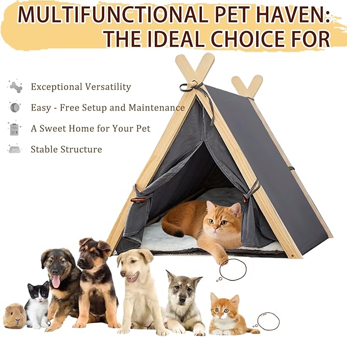 Cat Tent Multifunctional Dog Tent Washable & Portable Pet House for Indoor & Outdoor Use - Perfect for Cats & Small Dogs (Wheat Grain Color, Wheat Grain Color)