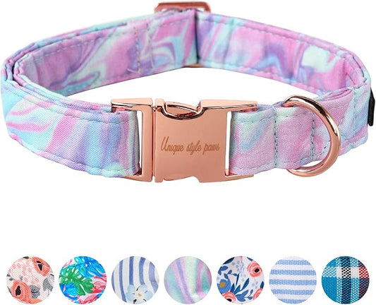 Unique Style Paws Metal Buckle Purple Blending Collar Gift for Small to Large Dogs
