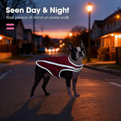 FUAMEY Dog Reflective Vest for Large Dogs,Dog Hunting Vest High-Visibility Dogs Safety Vest for Night Walking Water-Resistant Service Pet Gear Adjustable Outdoor Activities Pink XXXL