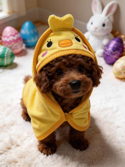 Dog Hooded Bathrobe Towel, Fast Drying Bath Towel Absorbent Warm Blanket Yellow L