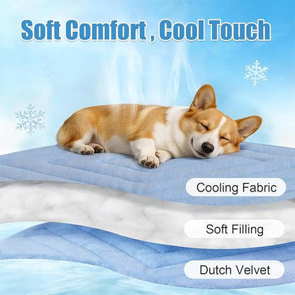 Dog Cooling Mat Self Coolings Foldable Cooling Pad for Dog in Summer Coolings Mat for Dogs and Cats Machine Washable (Rectangle,Blue, X-Large-59 L x 40" W)