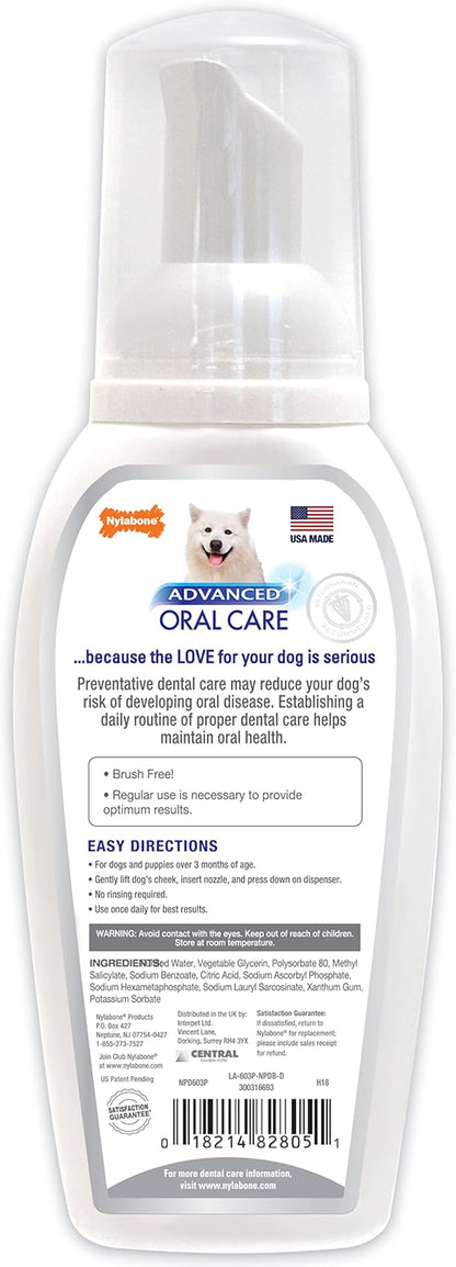 Nylabone Advanced Oral Care Pet Dental Foam Tartar Remover & Breath Freshener for Dogs, Dog Teeth-Cleaning, 4 oz.