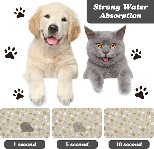 Dog Food Mat, Absorbent Water Bowl Mats Cat Pet Feeding Placemats Beige 12 * 20 inch