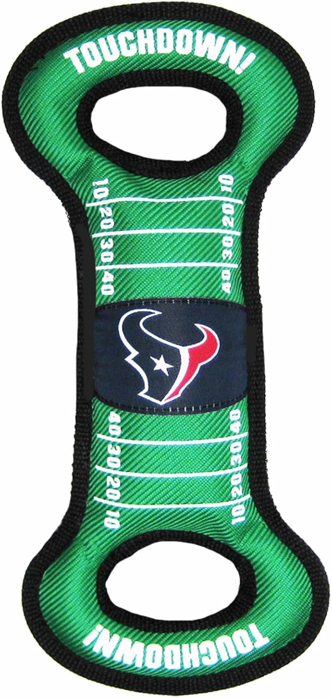 NFL Football Field DOG TOY with Squeaker. - HOUSTON TEXANS - For Tug, Toss, and Fetch. - Tough & Durable PET TOY