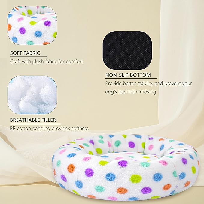 39 Inch Calming Dog Bed for Large Dogs, Round Anti-Anxiety Warm Bed, Soft Cozy Anti-Slip Donut Washable Pet Bed, Fits up to 100 lbs Pets