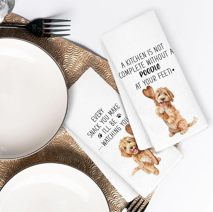Funny Goldendoodle Kitchen Bathroom Towels,Goldendoodle Gifts for Women Dish Tea Towels, Mom Gifts Decorative Hand Towels for Kitchen for Home Shelf Counter,16x24 Set of 2