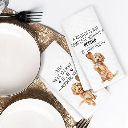 Funny Goldendoodle Kitchen Bathroom Towels,Goldendoodle Gifts for Women Dish Tea Towels, Mom Gifts Decorative Hand Towels for Kitchen for Home Shelf Counter,16x24 Set of 2